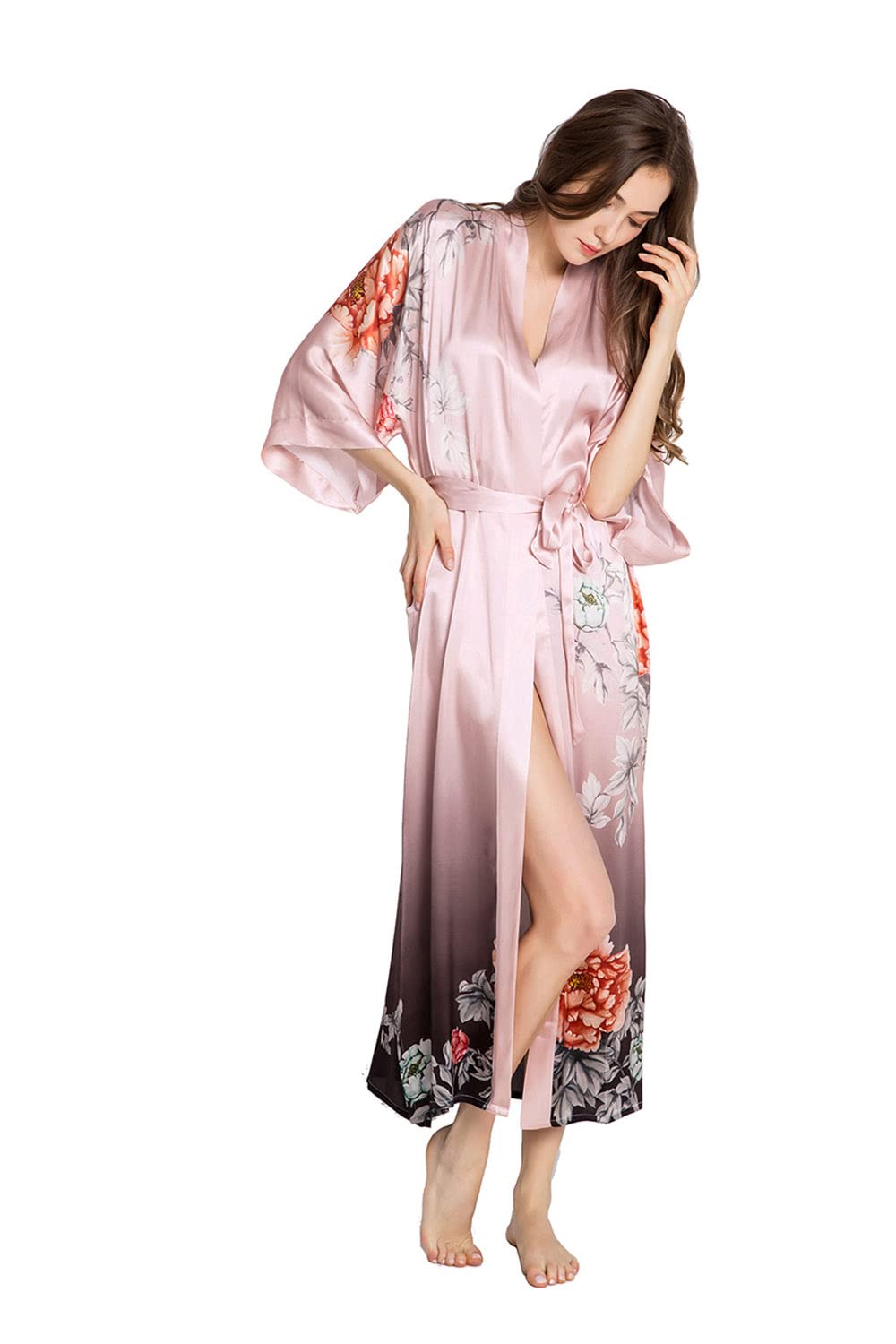 KIM+ONO Luxury 100% Mulberry Silk Kimono Robe for Women | Long Floral Robe | Original Design - Image 3