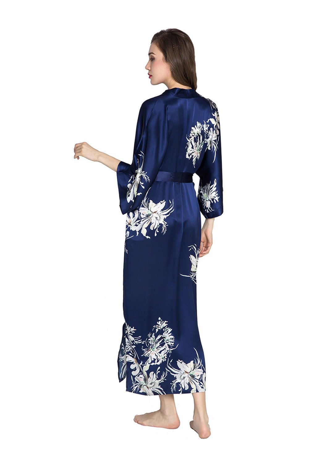KIM+ONO Luxury 100% Mulberry Silk Kimono Robe for Women | Long Floral Robe | Original Design - Image 4