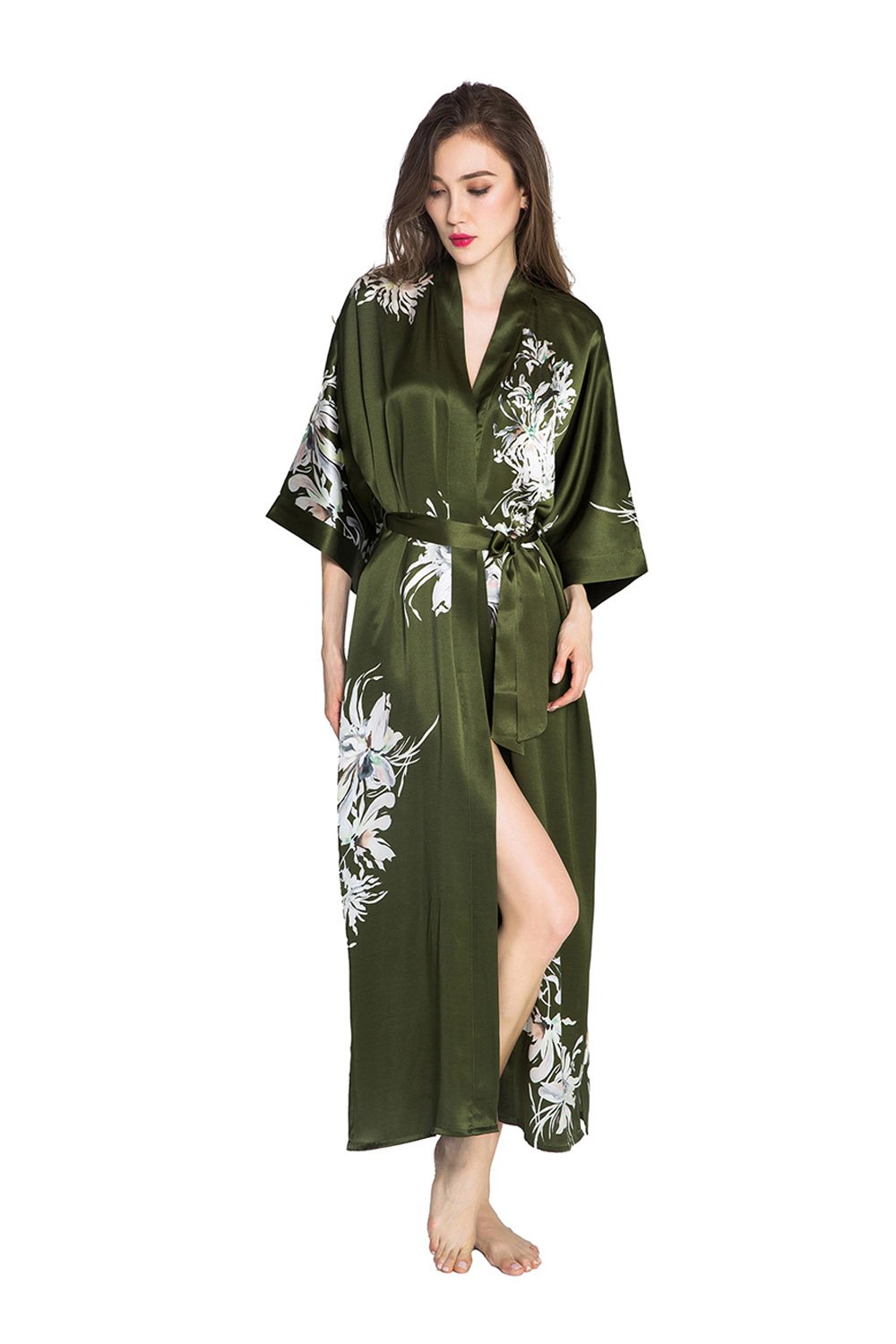KIM+ONO Luxury 100% Mulberry Silk Kimono Robe for Women | Long Floral Robe | Original Design - Image 3