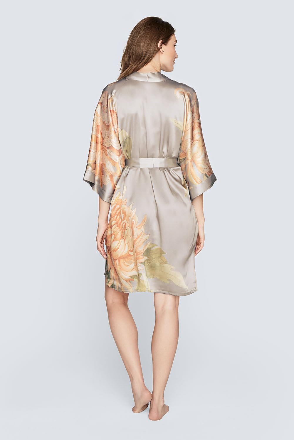 KIM+ONO Luxury 100% Mulberry Washable Silk Kimono Robe for Women | Short Floral Robe | Original Design - Image 4
