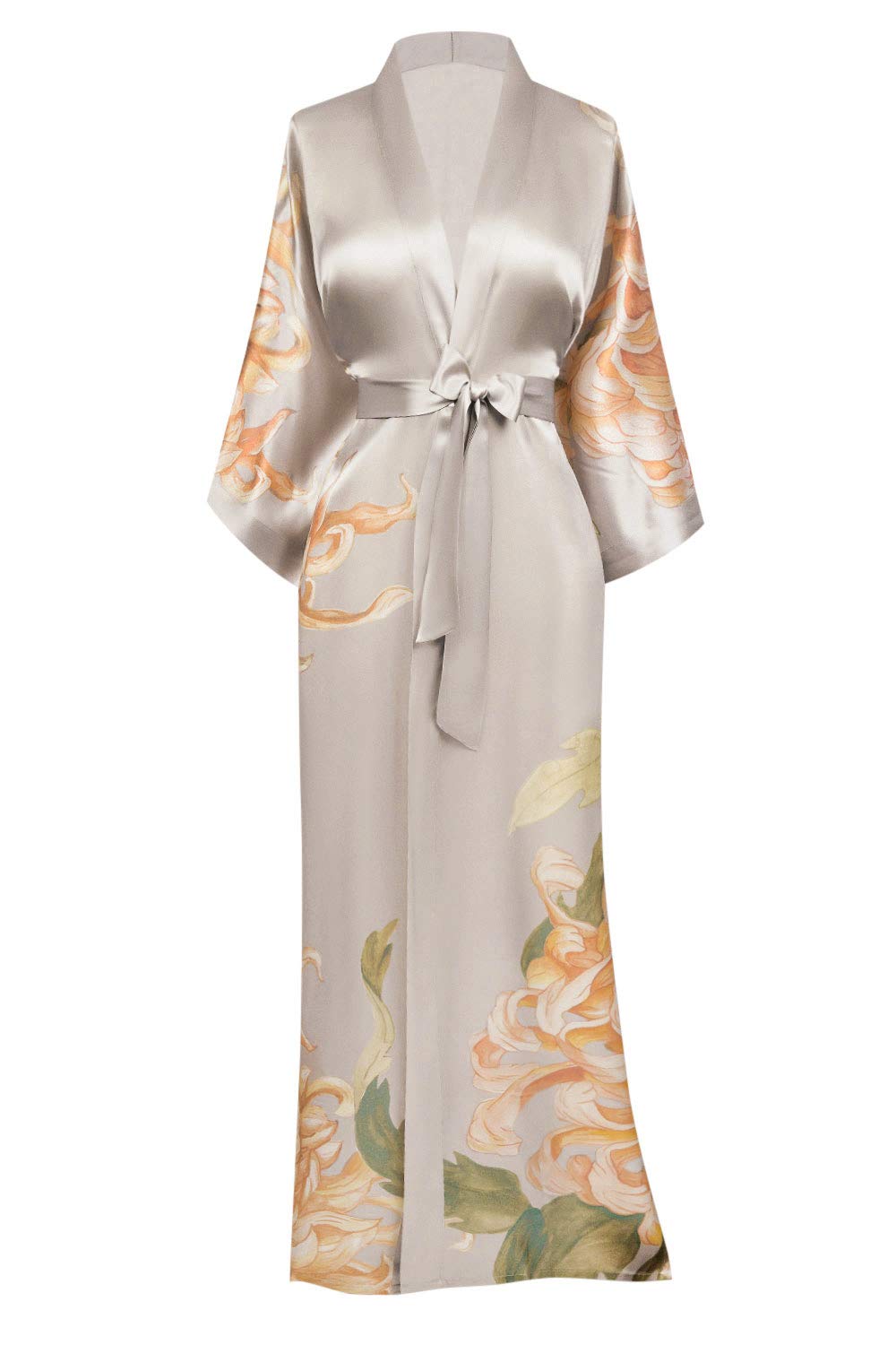 KIM+ONO Luxury 100% Mulberry Washable Silk Kimono Robe for Women | Long Floral Robe | Original Design