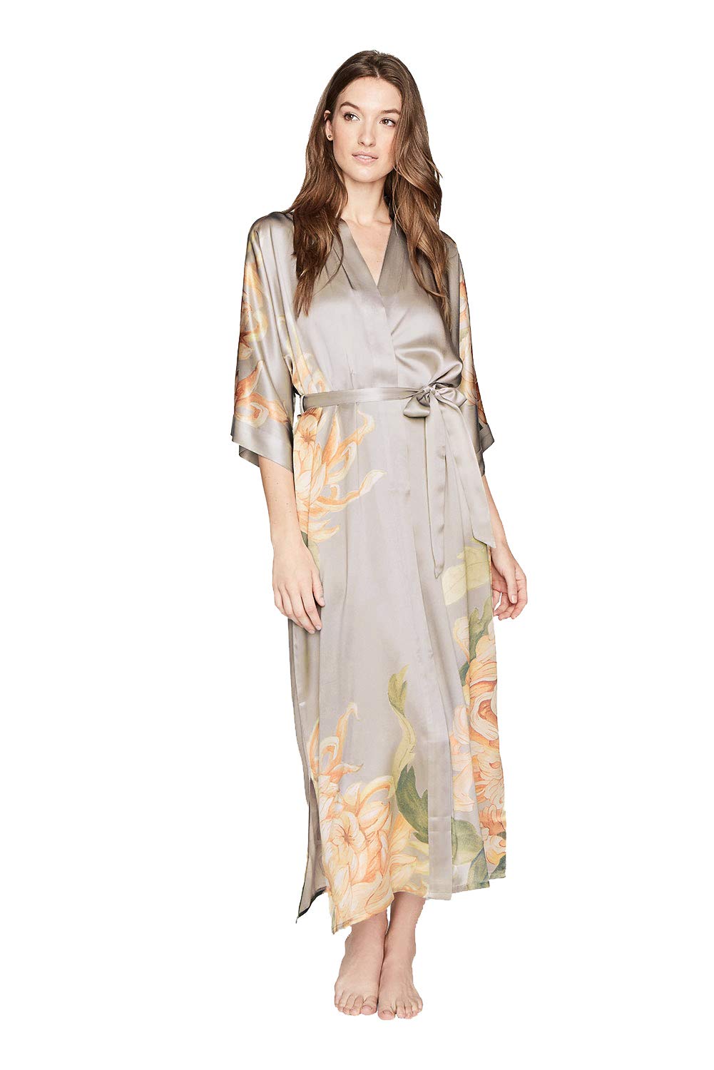 KIM+ONO Luxury 100% Mulberry Washable Silk Kimono Robe for Women | Long Floral Robe | Original Design - Image 3