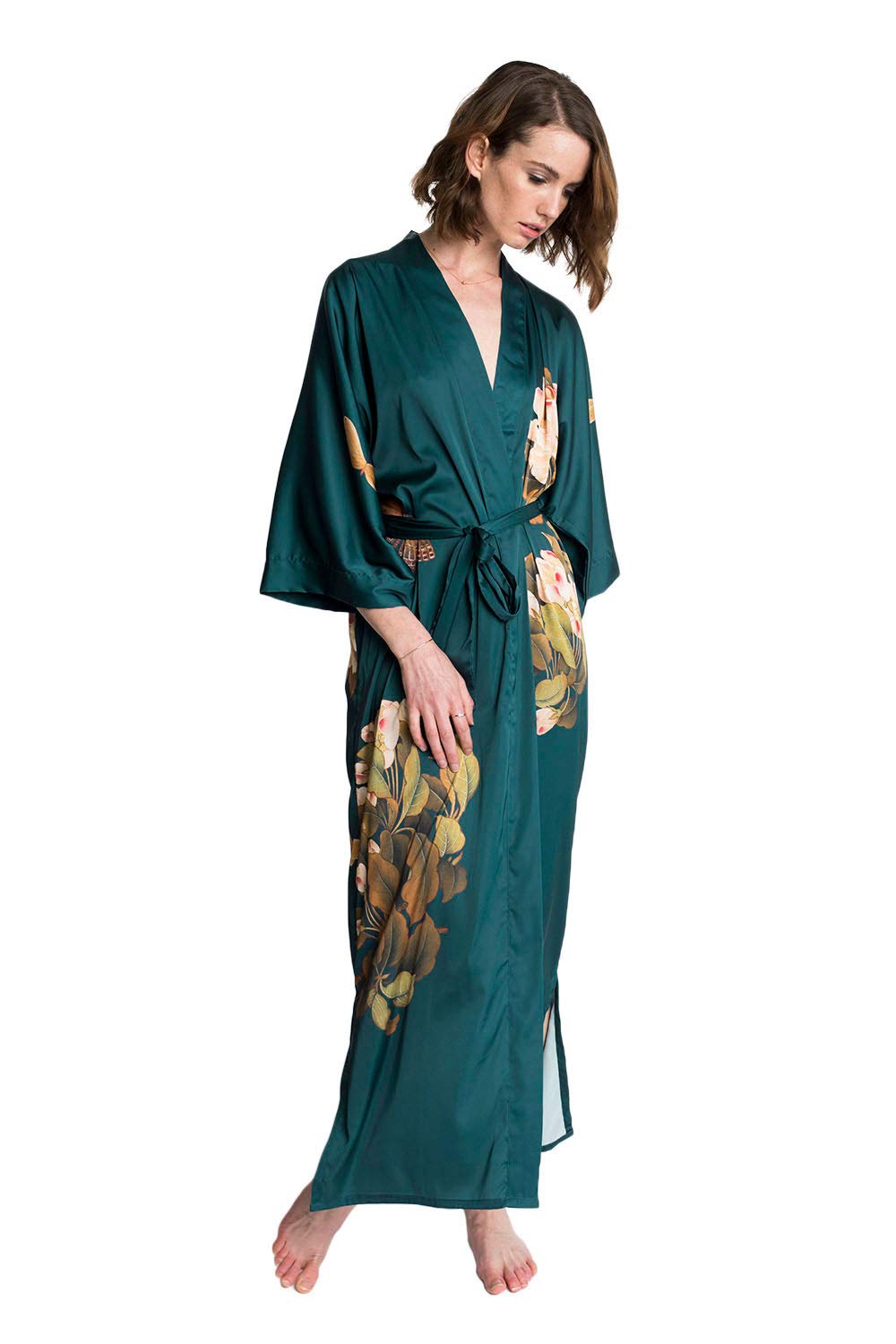 KIM+ONO Luxury Kimono Robe for Women | Long Floral Robe | Original Design | Removable Waist Tie Closure - Image 4