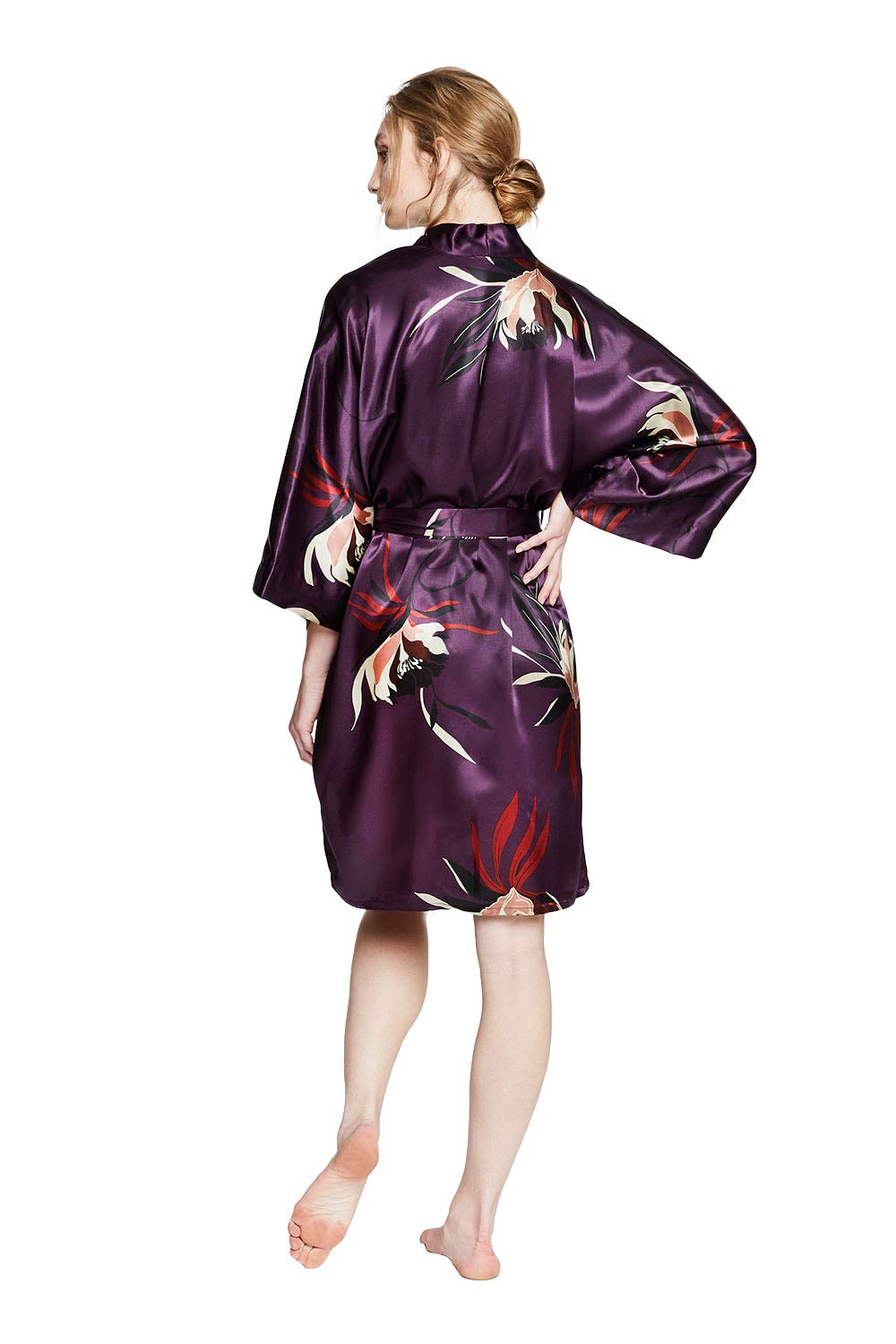 KIM+ONO Luxury Kimono Robe for Women | Short Satin Floral Robe | Original Design | Removable Waist Tie Closure - Image 4