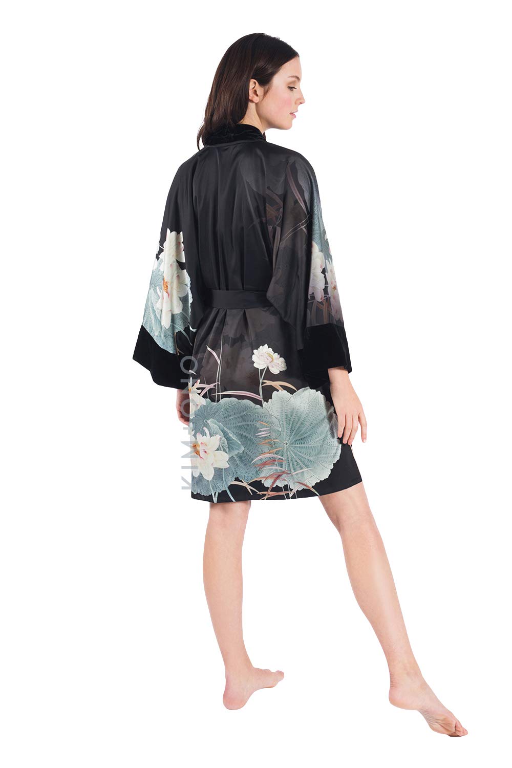 KIM+ONO Luxury Kimono Wrap for Women and Men | Short Watercolor Floral Wrap | Original Design | Removable Waist Tie Closure - Image 3