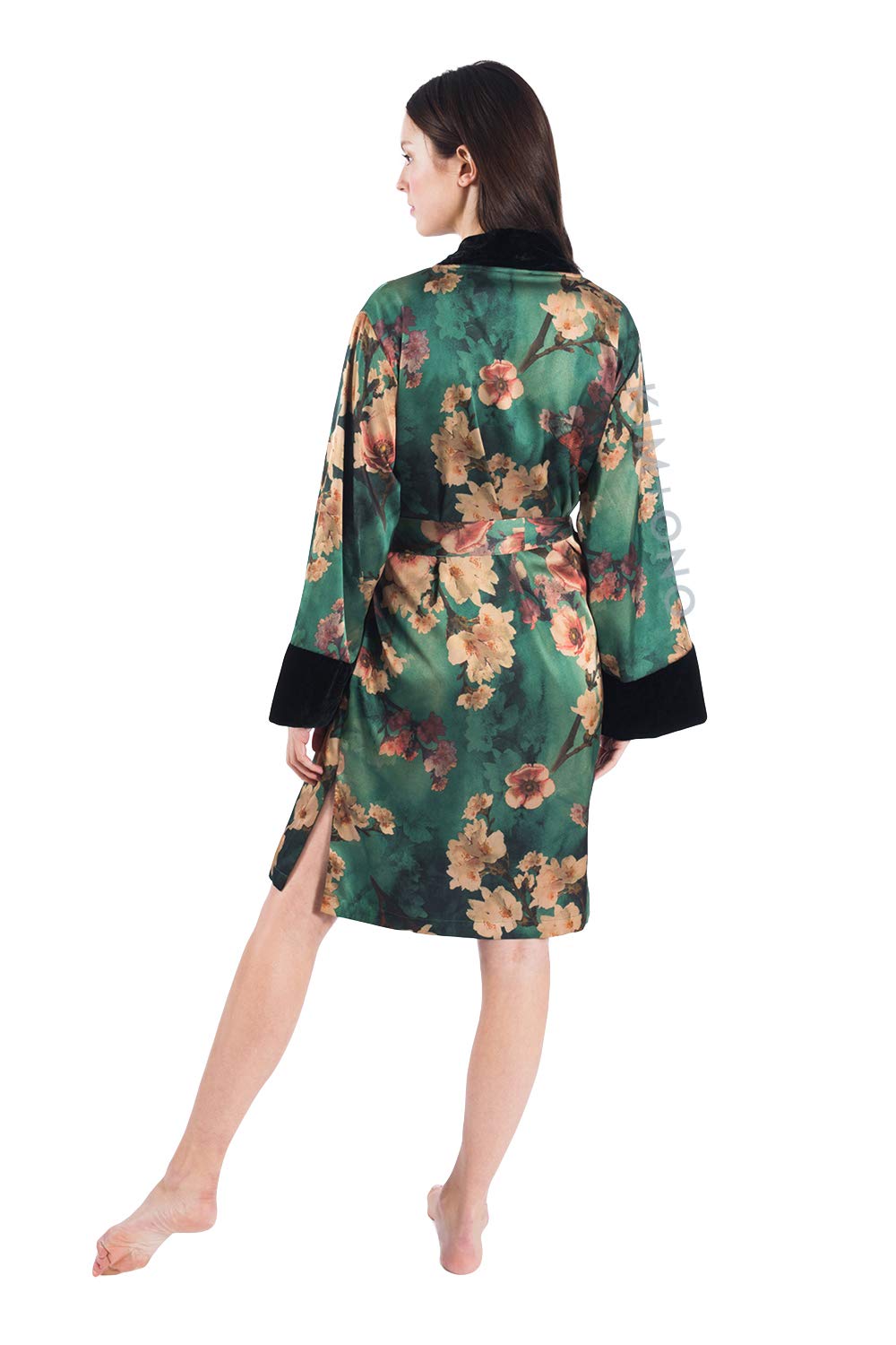 KIM+ONO Luxury Kimono Wrap for Women and Men | Short Watercolor Floral Wrap | Original Design | Removable Waist Tie Closure - Image 3