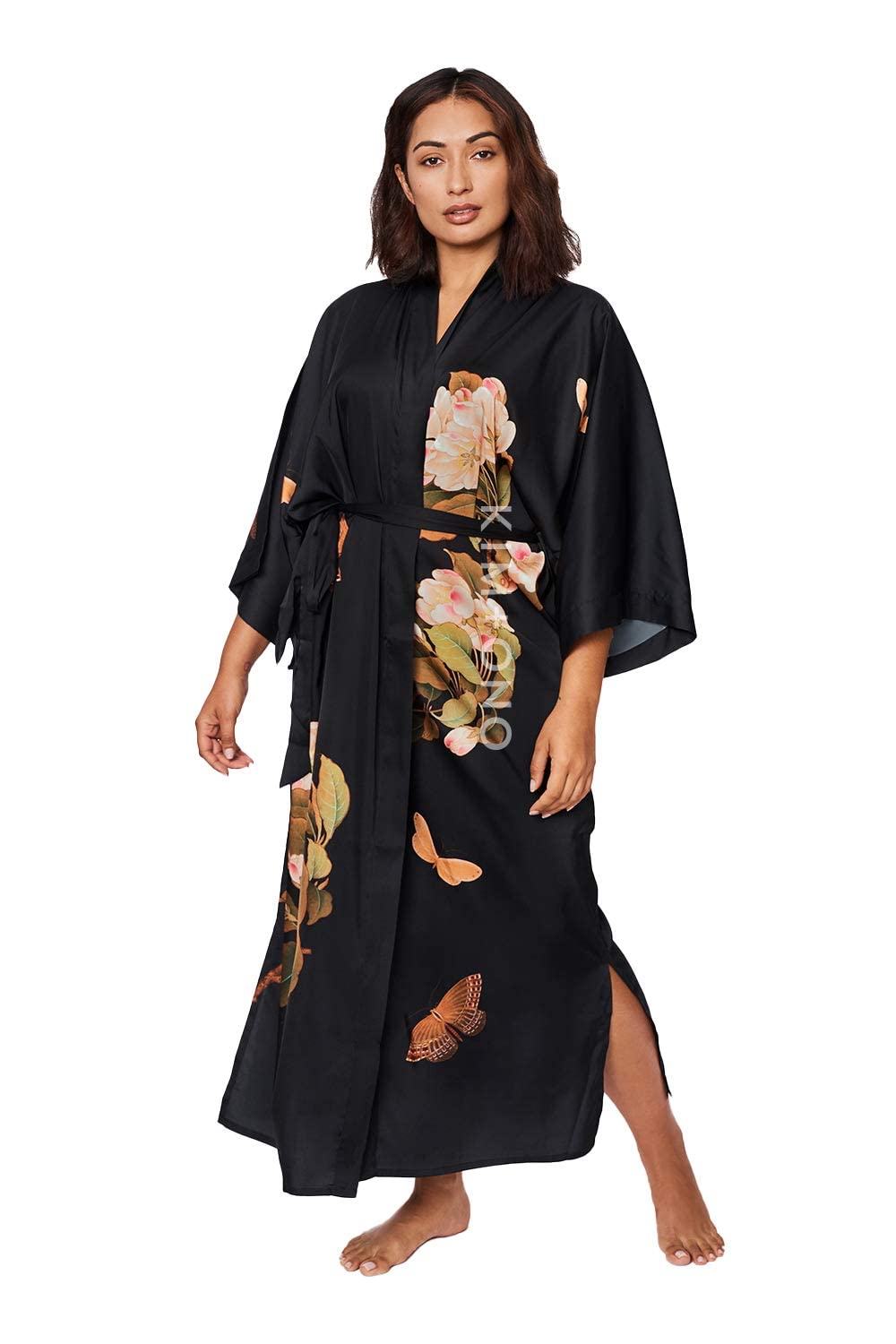 KIM+ONO Plus Size Luxury Kimono Robe for Women | Long Floral Robe | Original Design | Removable Waist Tie Closure - Image 3