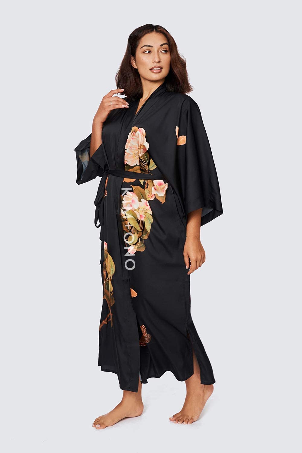 KIM+ONO Plus Size Luxury Kimono Robe for Women | Long Floral Robe | Original Design | Removable Waist Tie Closure - Image 4