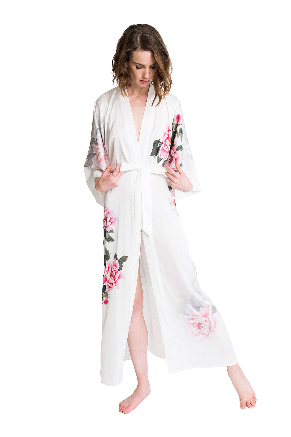 OLDSHANGHAI Luxury Kimono Robe for Women | Long Floral Robe | Original Design | Removable Waist Tie Closure - Image 3