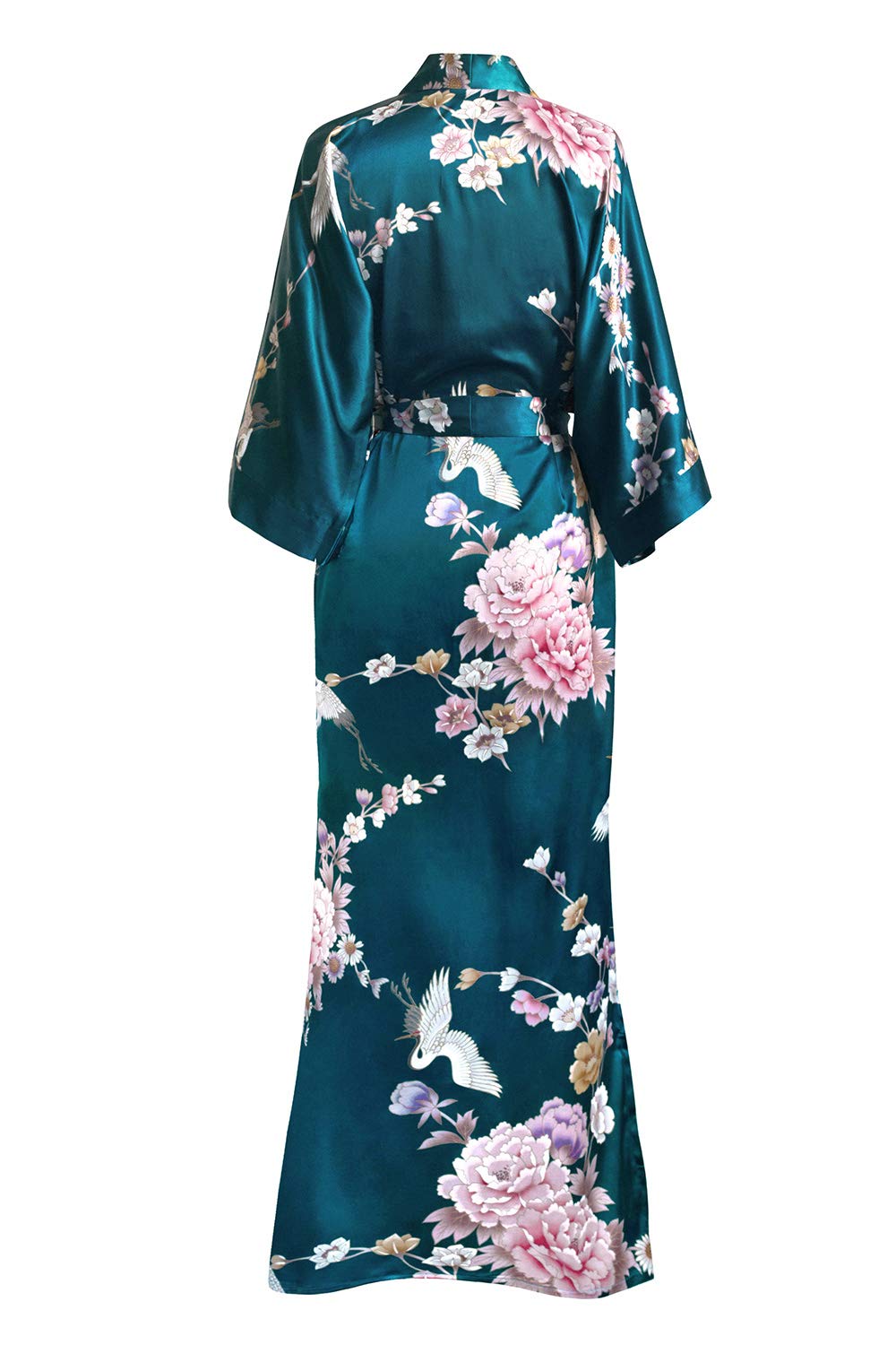 OLDSHANGHAI Luxury Kimono Robe for Women | Long Satin Floral Robe | Original Design | Removable Waist Tie Closure - Image 3