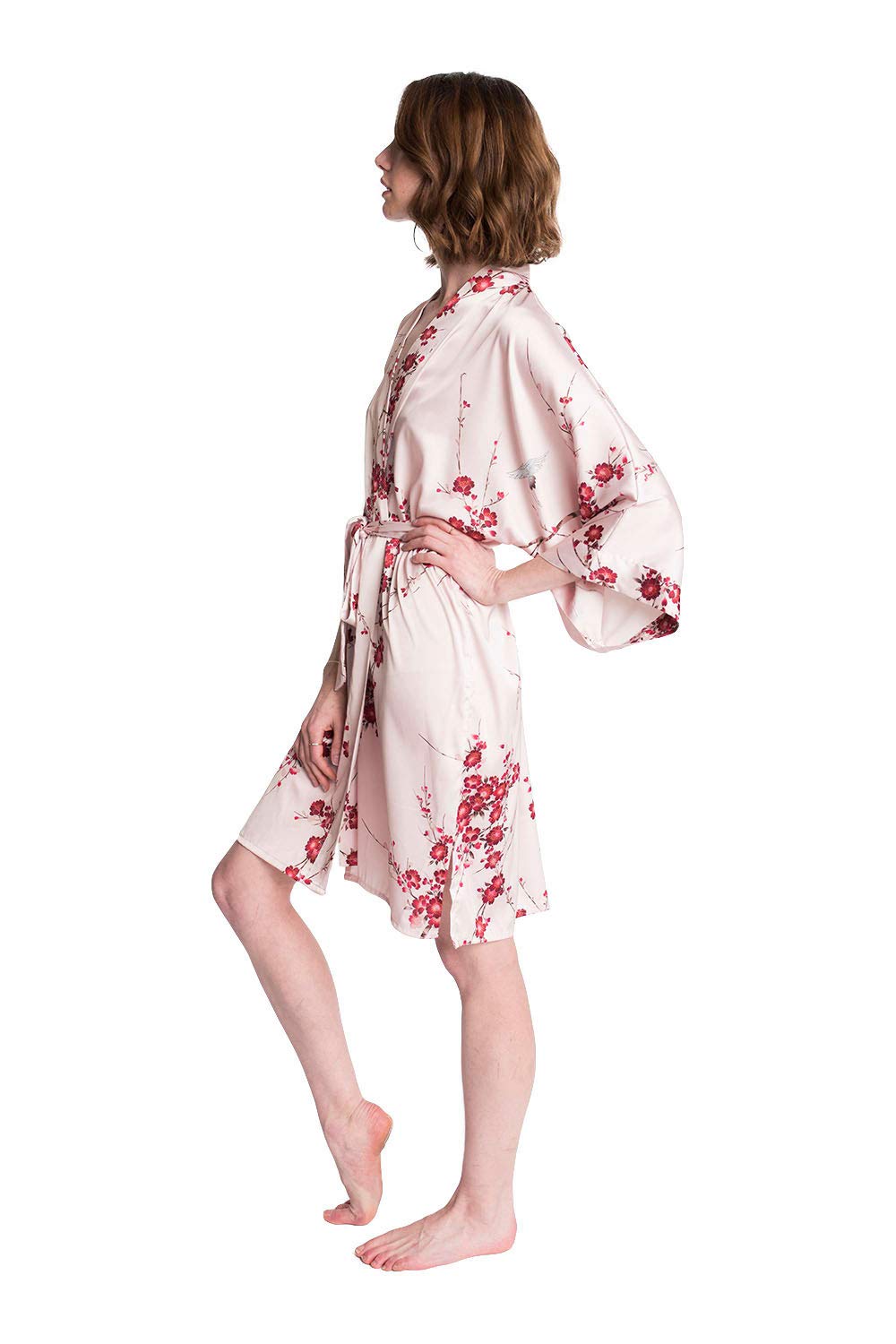 OLDSHANGHAI Luxury Kimono Robe for Women | Short Floral Robe | Original Design | Removable Waist Tie Closure - Image 3
