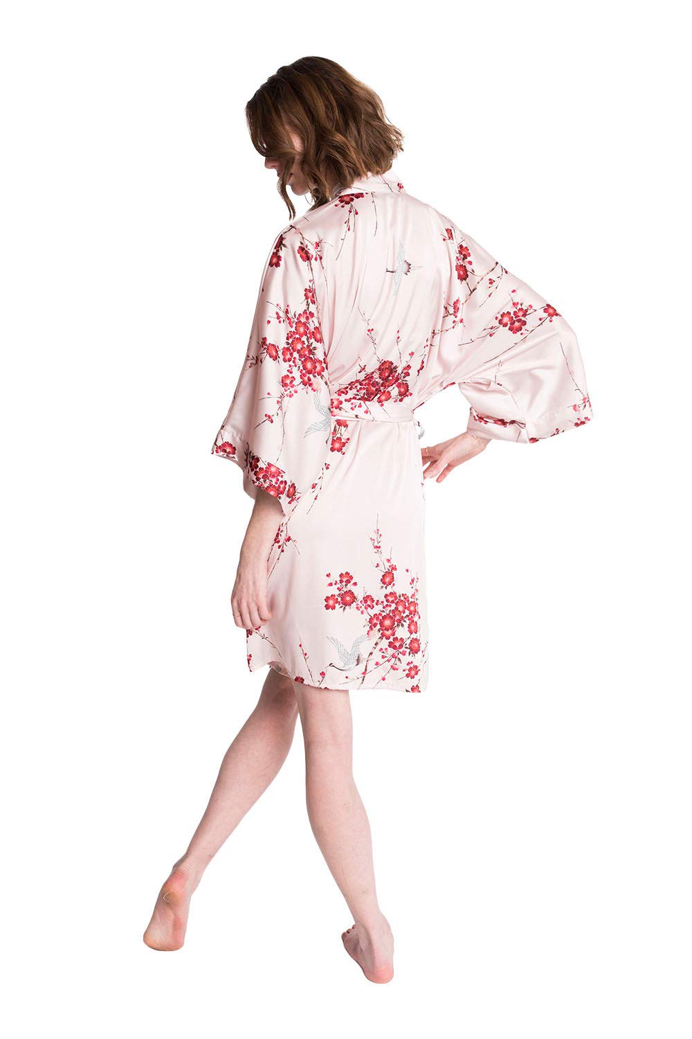 OLDSHANGHAI Luxury Kimono Robe for Women | Short Floral Robe | Original Design | Removable Waist Tie Closure - Image 4